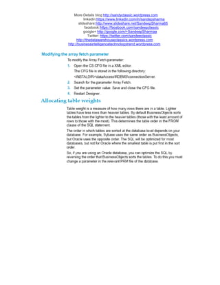 More Details blog:http://sandyclassic.wordpress.com
linkedin:https://www.linkedin.com/in/sandepsharma
slideshare:http://www.slideshare.net/SandeepSharma65
facebook:https://facebook.com/sandeepclassic
google+ http://google.com/+SandeepSharmaa
Twitter: https://twitter.com/sandeeclassic
http://thedatawarehouseclassics.wordpress.com
http://businessintelligencetechnologytrend.wordpress.com
 