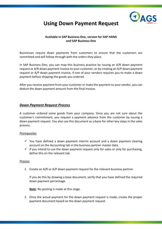 SAP B1 Quickhit Using Down Payment Request PDF sap-b1-quickhit-using-down-payment-request-pdf