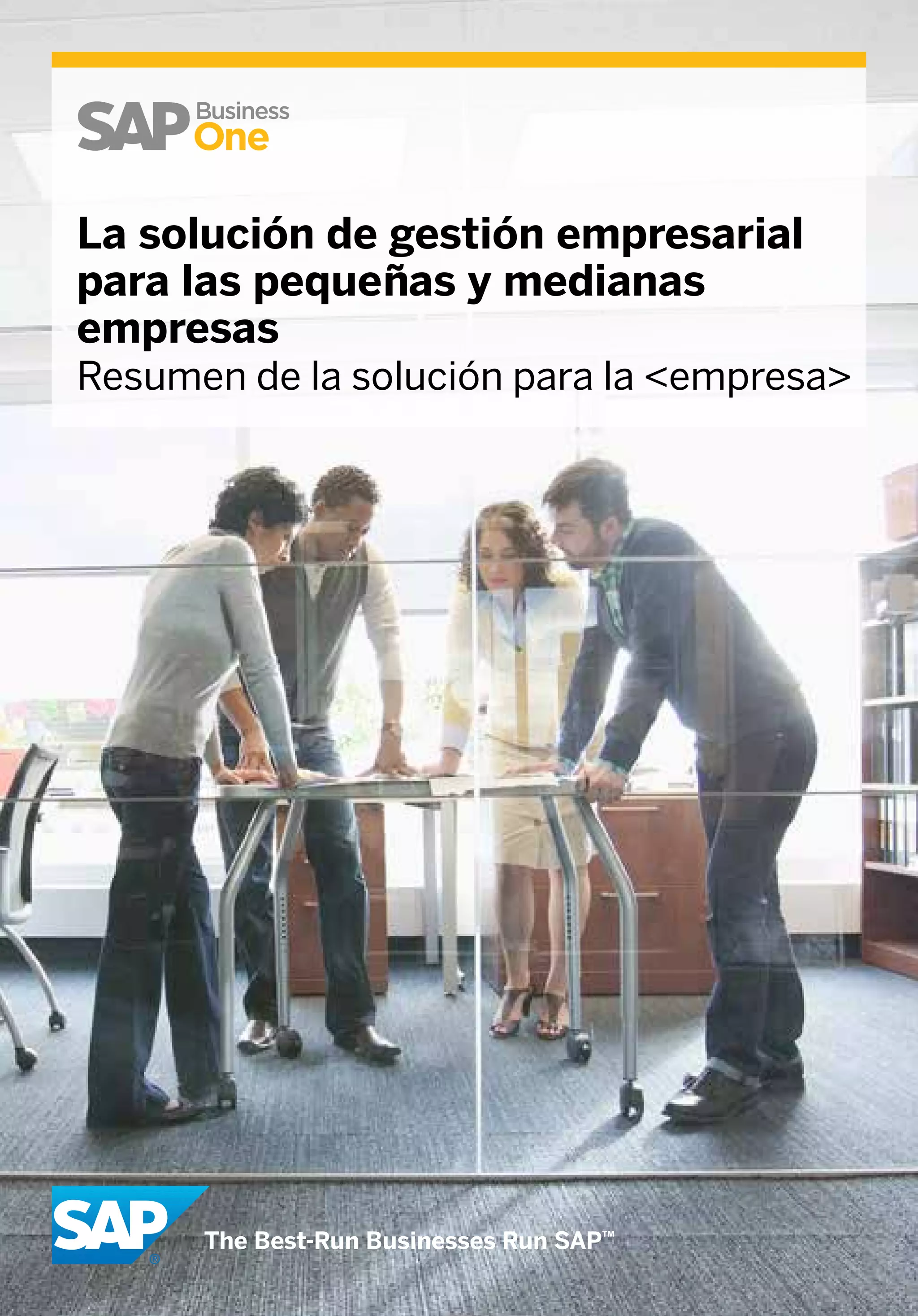 La solución de gestión empresarial
para las pequeñas y medianas
empresas
Resumen de la solución para la <empresa>
 