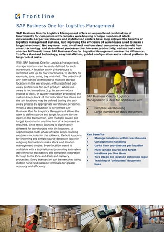 SAP Business One for Logistics Management | PDF