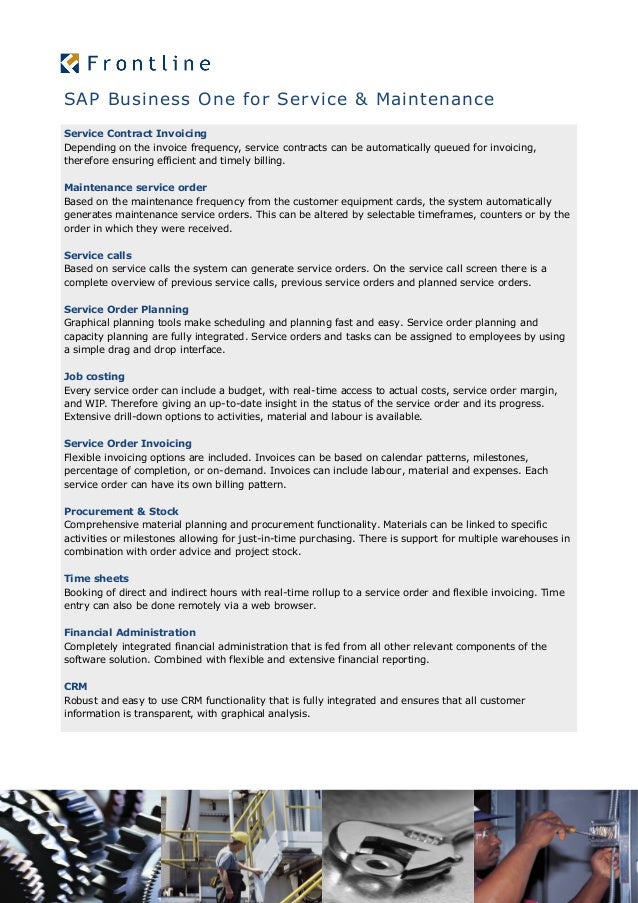 sap business one for service maintenance service call invoice
