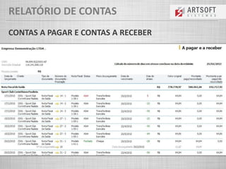 RELATÓRIO DE CONTAS
CONTAS A PAGAR E CONTAS A RECEBER
 
