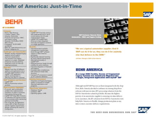 © 2010 SAP AG. All rights reserved. / Page 54
Behr of America: Just-in-Time
 
