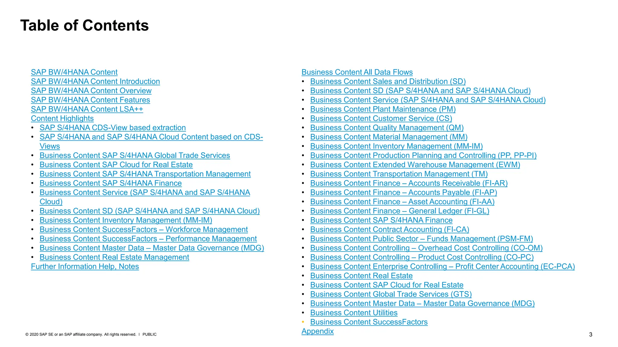 SAP BW4HANA Implementagtion Content Document | PDF