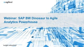 insight unleashed
Webinar: SAP BW Dinosaur to Agile
Analytics Powerhouse
 