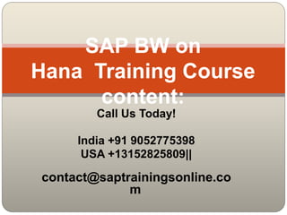 Sap bw on hana ramireddy ppt | PPTX