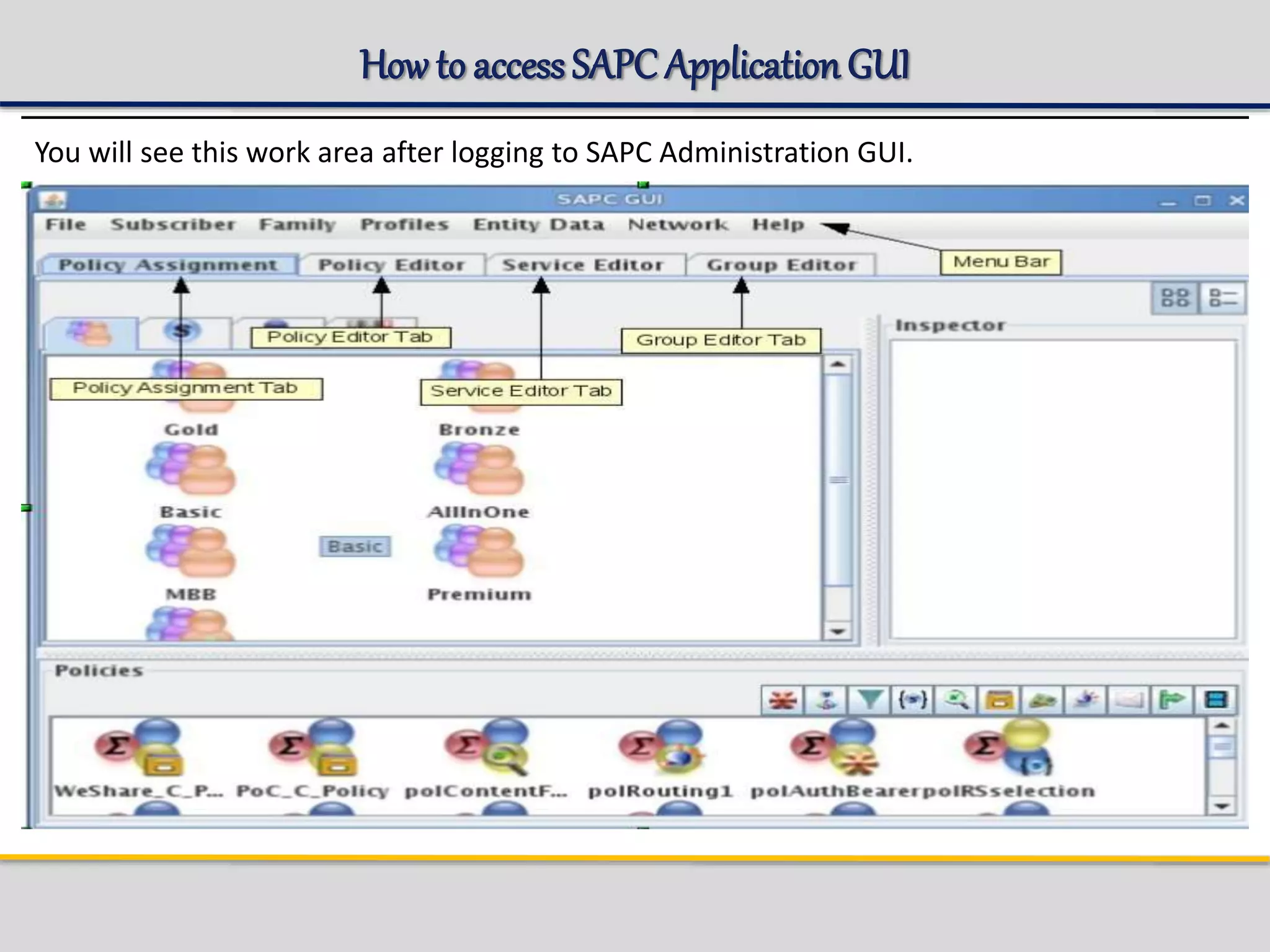 How to accessSAPC ApplicationGUI
You will see this work area after logging to SAPC Administration GUI.
 