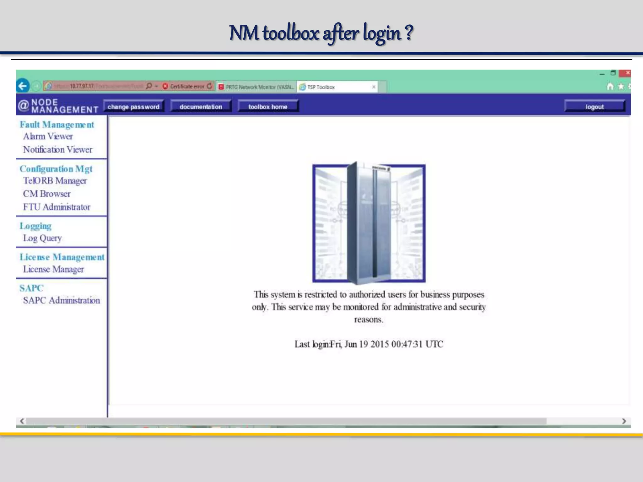 NMtoolboxafter login?
 