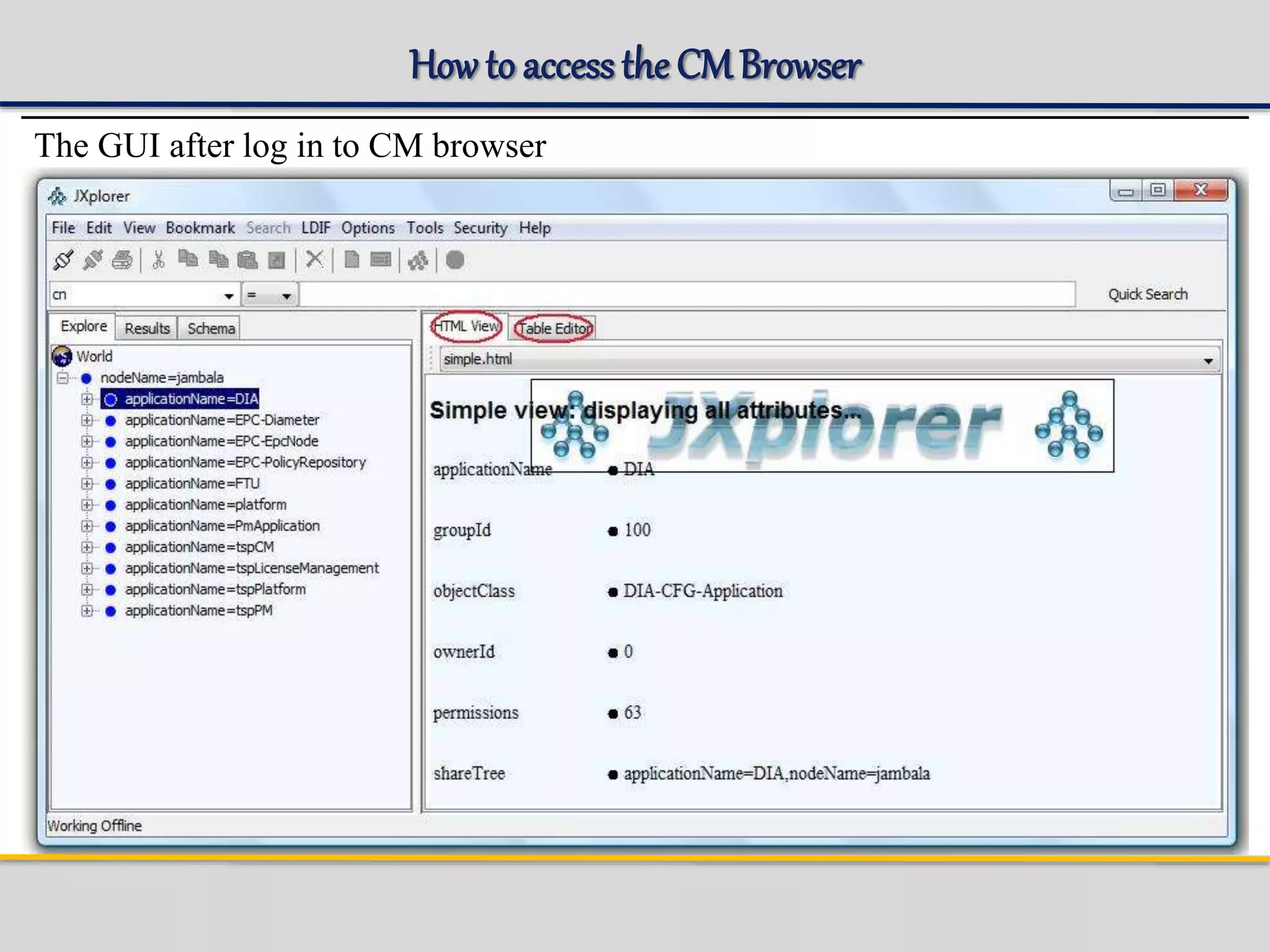 How to accessthe CMBrowser
The GUI after log in to CM browser
 
