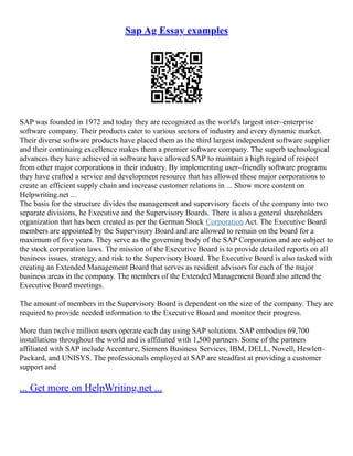 Sap Case Study Examples Sap Case Study Essay | PDF