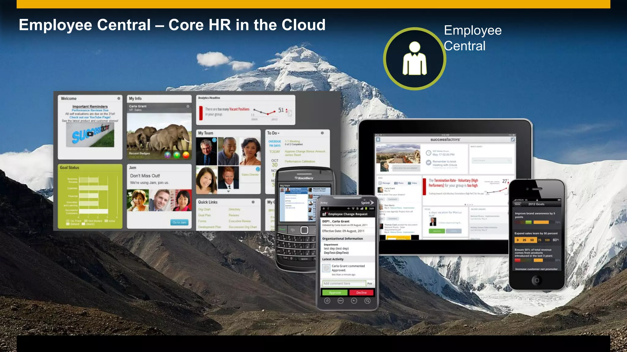 12© 2013 SAP AG or an SAP affiliate company. All rights reserved.
Employee Central – Core HR in the Cloud Employee
Central
 