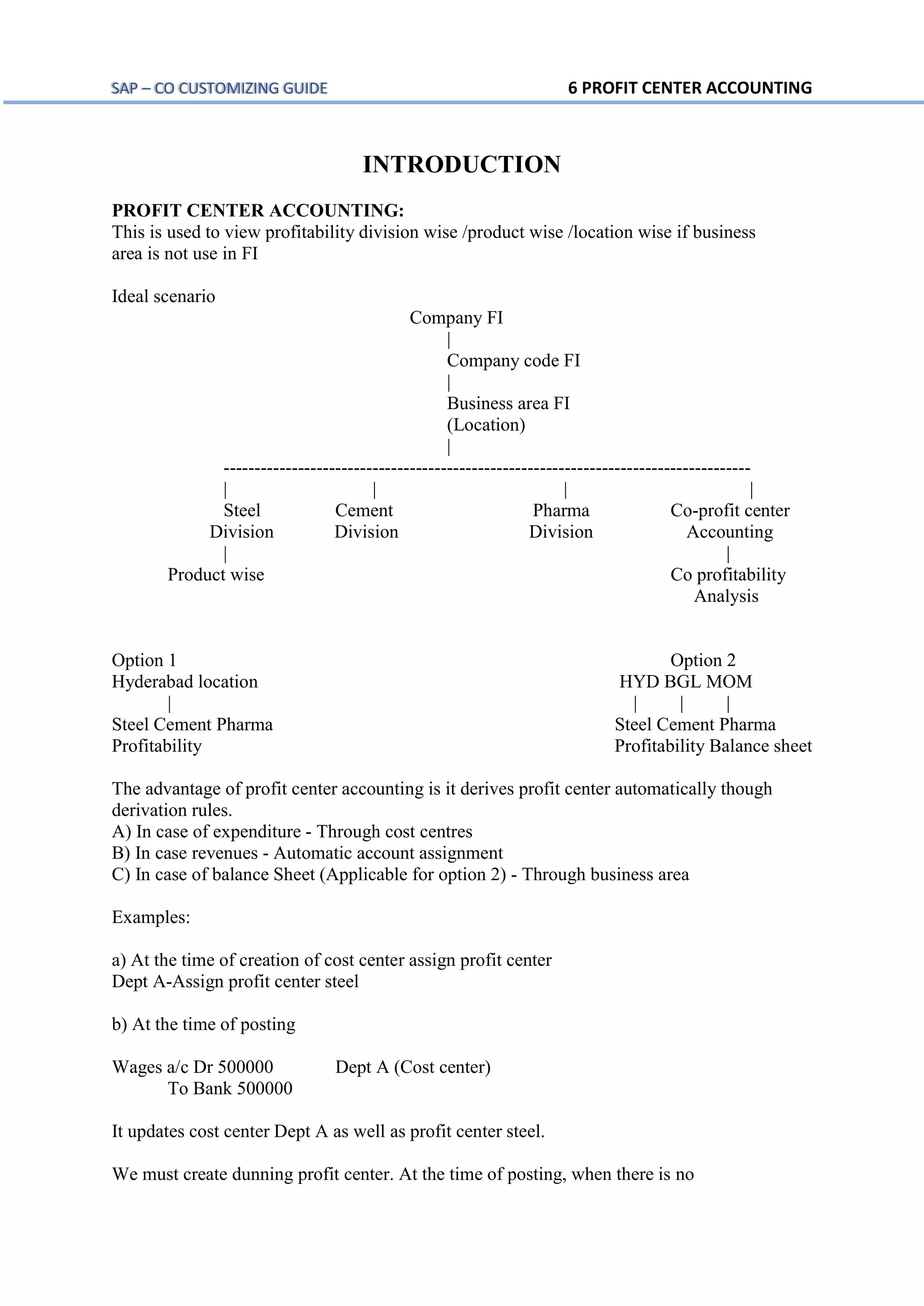 Sap co profit center accounting | PDF