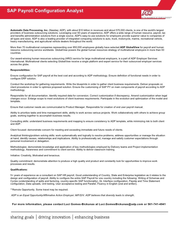 Sap Config Analyst Job Description