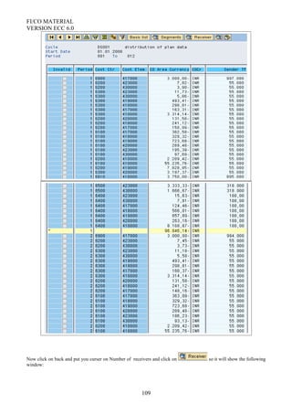 FI/CO MATERIAL
VERSION ECC 6.0
Now click on back and put you curser on Number of receivers and click on so it will show the following
window:
109
 