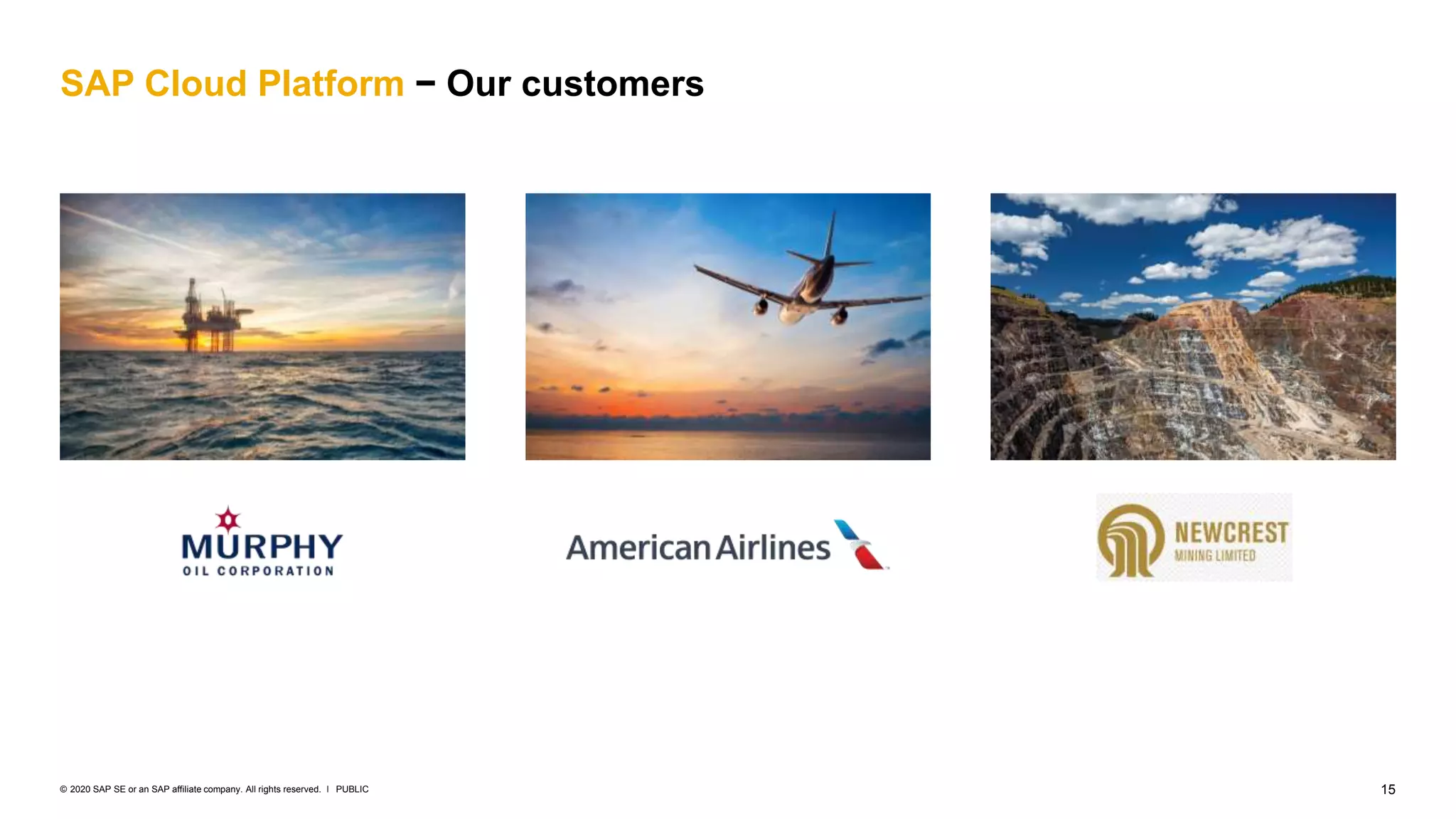 15PUBLIC© 2020 SAP SE or an SAP affiliate company. All rights reserved. ǀ
SAP Cloud Platform − Our customers
 