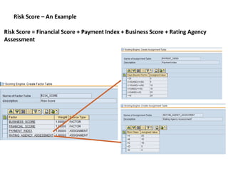Risk Score – An Example
Risk Score = Financial Score + Payment Index + Business Score + Rating Agency
Assessment
 