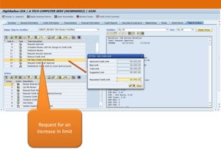 Credit Dashboard: Workflow: Credit Review
Request for an
increase in limit
 