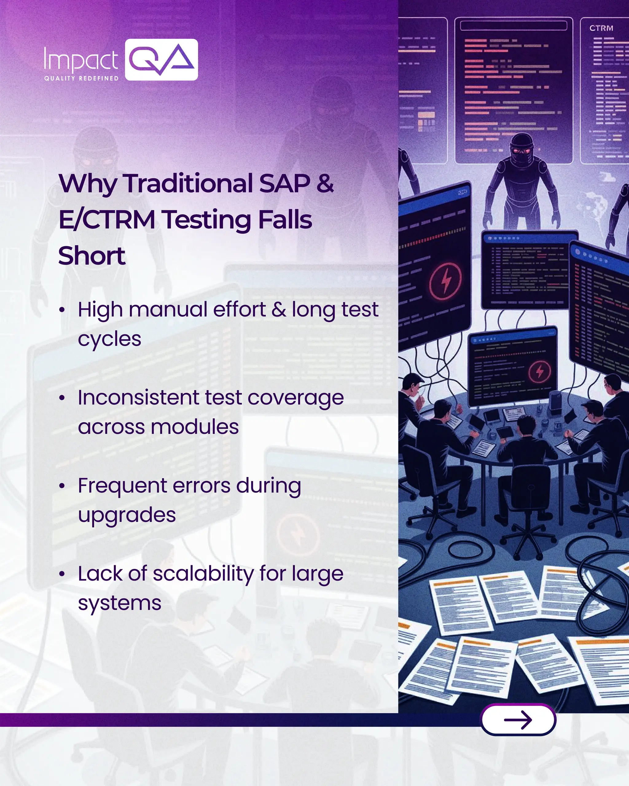 WhyTraditionalSAP&
E/CTRMTestingFalls
Short
High manual effort & long test
cycles
Inconsistent test coverage
across modules
Frequent errors during
upgrades
Lack of scalability for large
systems