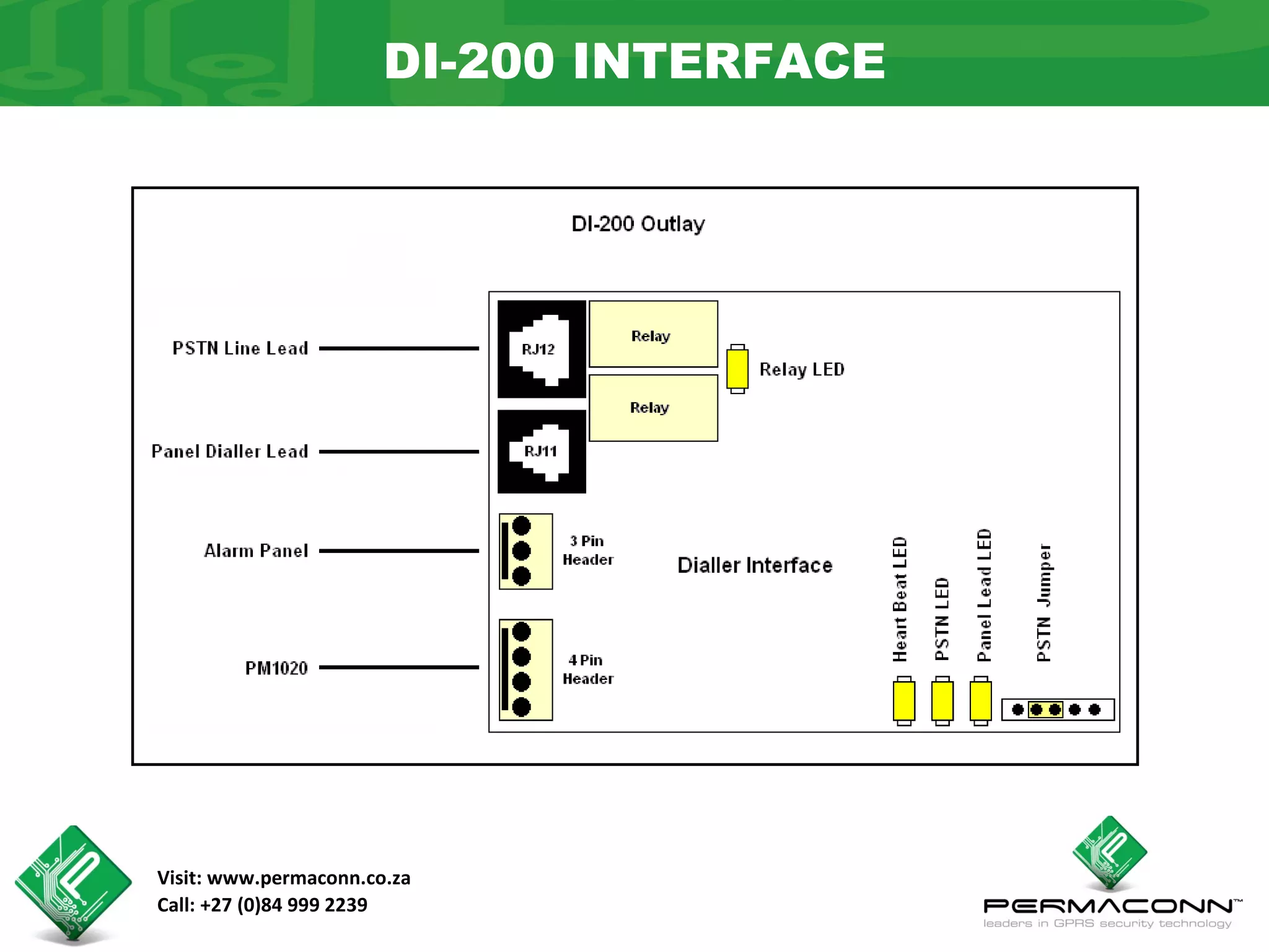 DI-200 INTERFACE




Visit: www.permaconn.co.za
Call: +27 (0)84 999 2239
 