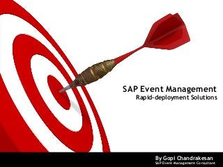SAP Event Management
Rapid-deployment Solutions

By Gopi Chandrakesan

SAP Event Management Consultant

 