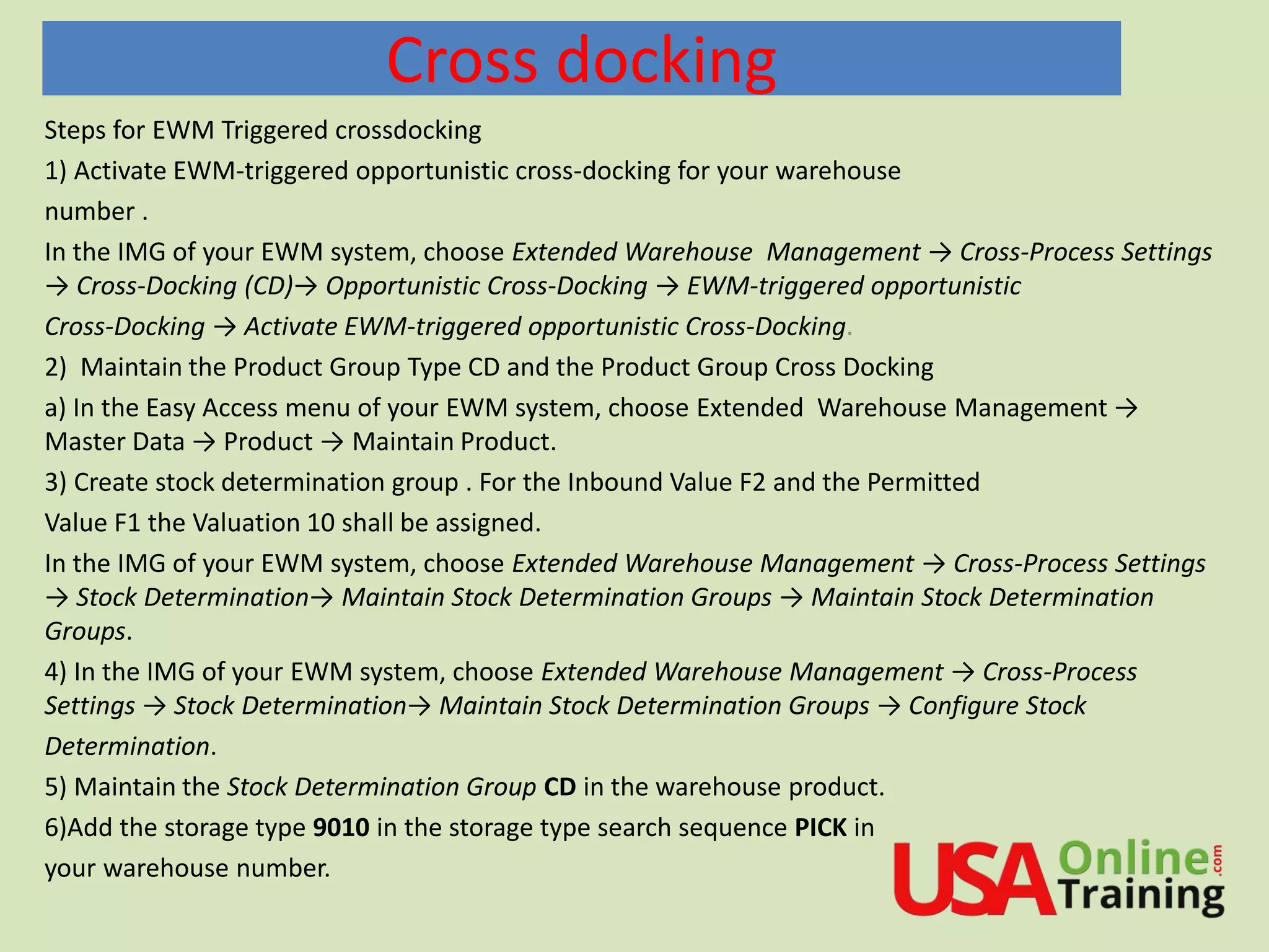 SAP EWM Cross Docking PPT