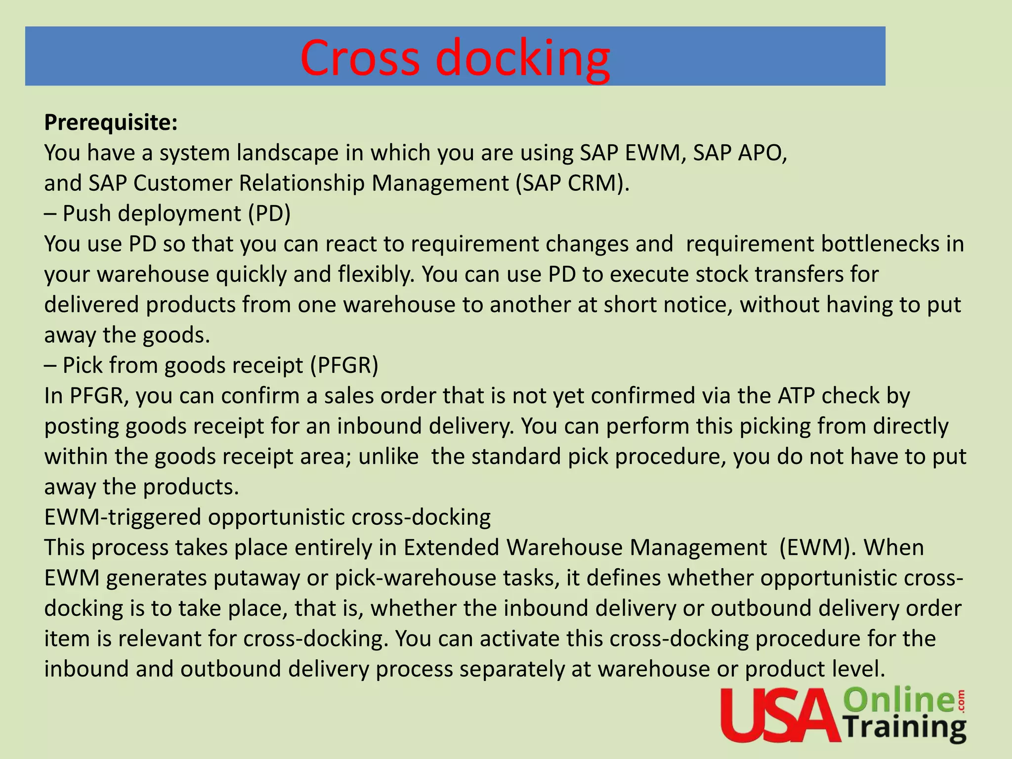 SAP EWM Cross Docking PPT