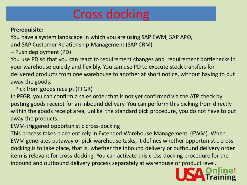 SAP EWM Cross Docking