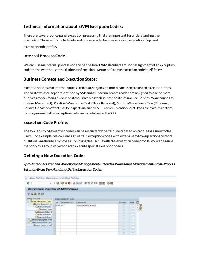 SAP EWM Exception Handling
