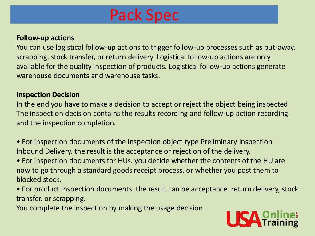 SAP EWM Quality Inspection Process