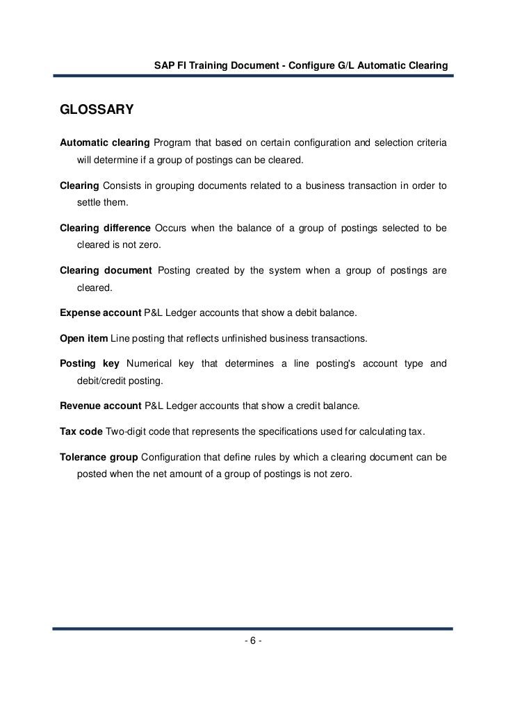 Sap fi configure gl automatic clearing