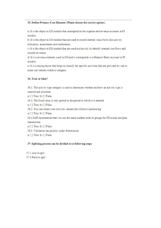 Sap fi certification questions