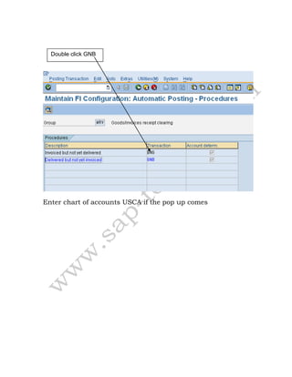 Enter chart of accounts USCA if the pop up comes
Double click GNB
 