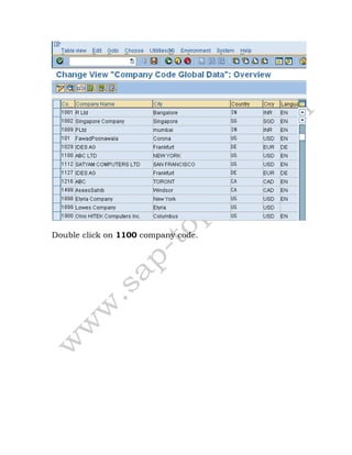 Double click on 1100 company code.
 