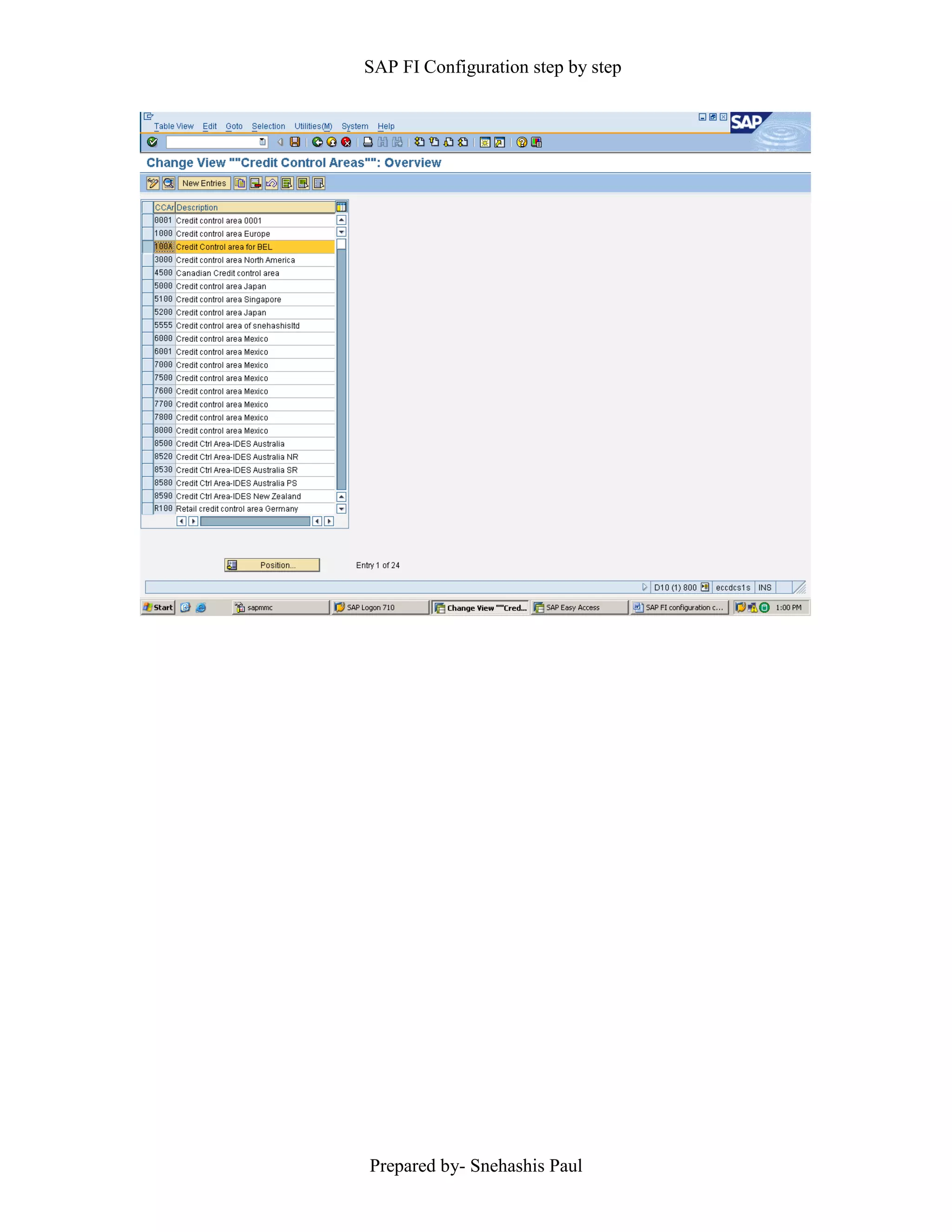 SAP FI Configuration step by step
Prepared by- Snehashis Paul
 