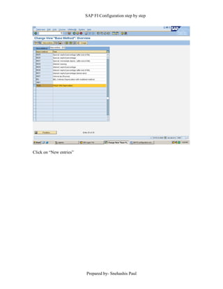SAP FI Configuration step by step
Prepared by- Snehashis Paul
Click on “New entries”
 