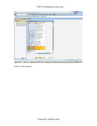 SAP FI Configuration step by step
Prepared by- Snehashis Paul
Click on “New entries”
 