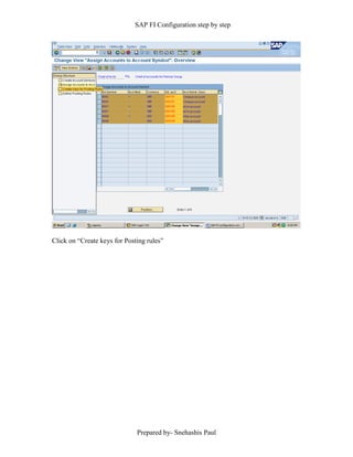 SAP FI Configuration step by step
Prepared by- Snehashis Paul
Click on “Create keys for Posting rules”
 