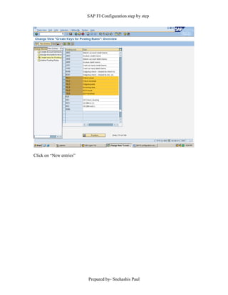 SAP FI Configuration step by step
Prepared by- Snehashis Paul
Click on “New entries”
 