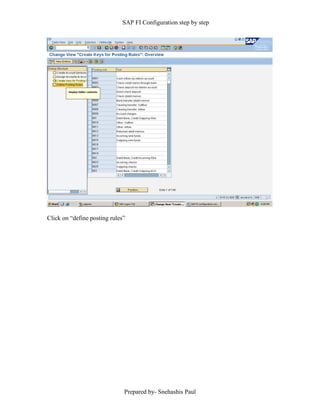 SAP FI Configuration step by step
Prepared by- Snehashis Paul
Click on “define posting rules”
 