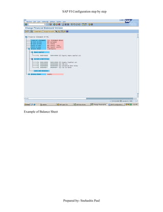 SAP FI Configuration step by step
Prepared by- Snehashis Paul
Example of Balance Sheet
 