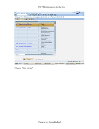 SAP FI Configuration step by step
Prepared by- Snehashis Paul
Click on “New entries”
 