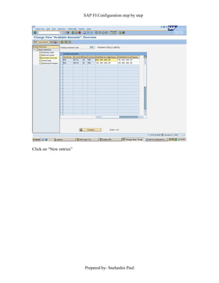 SAP FI Configuration step by step
Prepared by- Snehashis Paul
Click on “New entries”
 