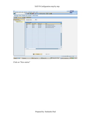 SAP FI Configuration step by step
Prepared by- Snehashis Paul
Click on “New entries”
 