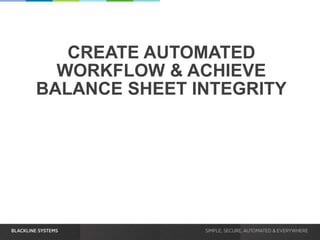 CREATE AUTOMATED
WORKFLOW & ACHIEVE
BALANCE SHEET INTEGRITY
 
