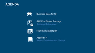 AGENDA
Business Case for UI
SAP Fiori Starter Package
Scope and Deliverables
High level project plan
Appendix A
Nsight – C...