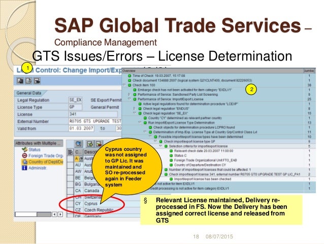 Global trade services (gts) system