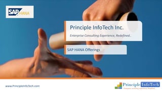 Principle InfoTech Inc. 
Enterprise Consulting Experience, Redefined.. 
SAP HANA Offerings 
www.PrincipleInfoTech.com 
 
