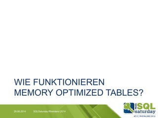 WIE FUNKTIONIEREN
MEMORY OPTIMIZED TABLES?
28.06.2014 SQLSaturday Rheinland 2014
 