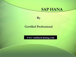 SAP HANA
         By

Certified Professional


 www.vonlinetraining.com
 