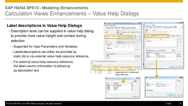 sap hana studio label column